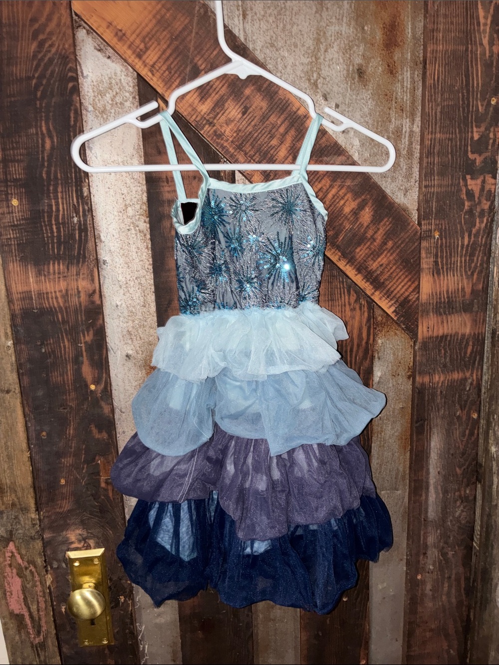 Sparkling Blue Layered Tulle Kids Costume Dress